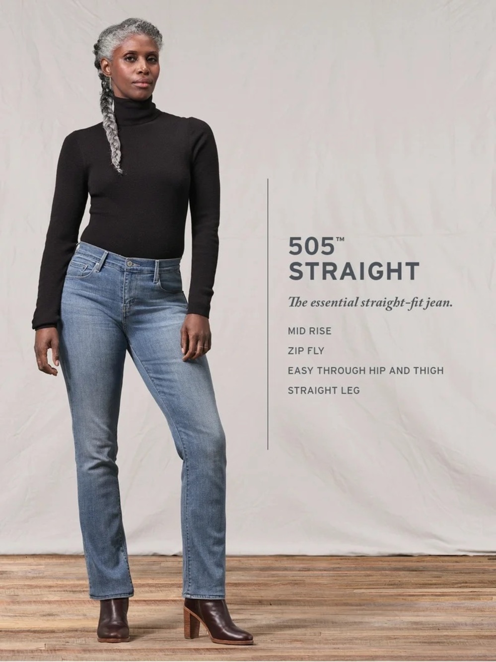 Levi's 505 Women's Straight Leg Jeans in Medium Blue Denim size 29 vintage